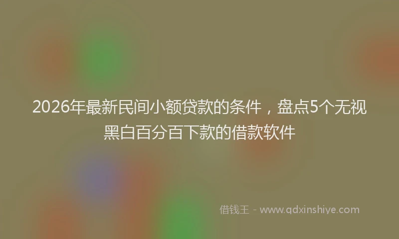 2026年最新民间小额贷款的条件，盘点5个无视黑白百分百下款的借款软件