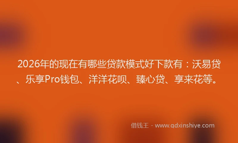 2026年的现在有哪些贷款模式好下款有：沃易贷、乐享Pro钱包、洋洋花呗、臻心贷、享来花等。