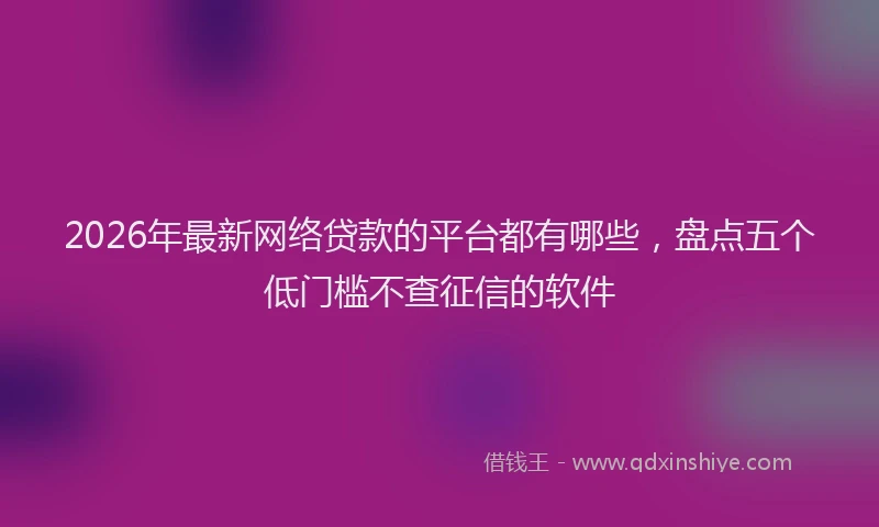2026年最新网络贷款的平台都有哪些，盘点五个低门槛不查征信的软件