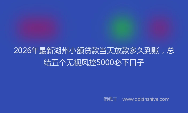 2026年最新湖州小额贷款当天放款多久到账，总结五个无视风控5000必下口子