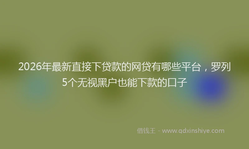 2026年最新直接下贷款的网贷有哪些平台，罗列5个无视黑户也能下款的口子
