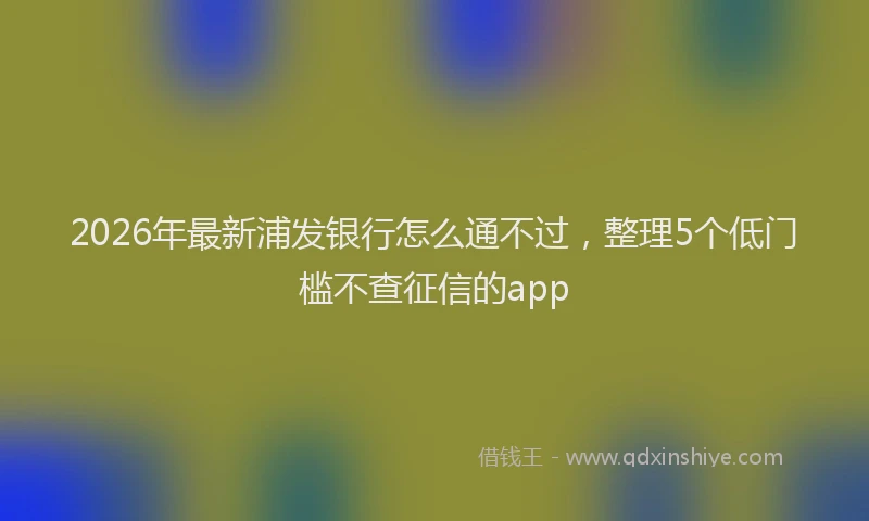 2026年最新浦发银行怎么通不过，整理5个低门槛不查征信的app