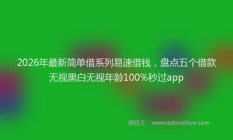 2026年最新简单借系列易速借钱，盘点五个借款无视黑白无视年龄100%秒过app