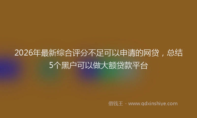 2026年最新综合评分不足可以申请的网贷，总结5个黑户可以做大额贷款平台