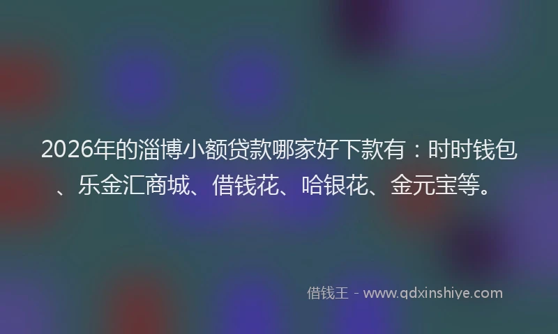 2026年的淄博小额贷款哪家好下款有：时时钱包、乐金汇商城、借钱花、哈银花、金元宝等。