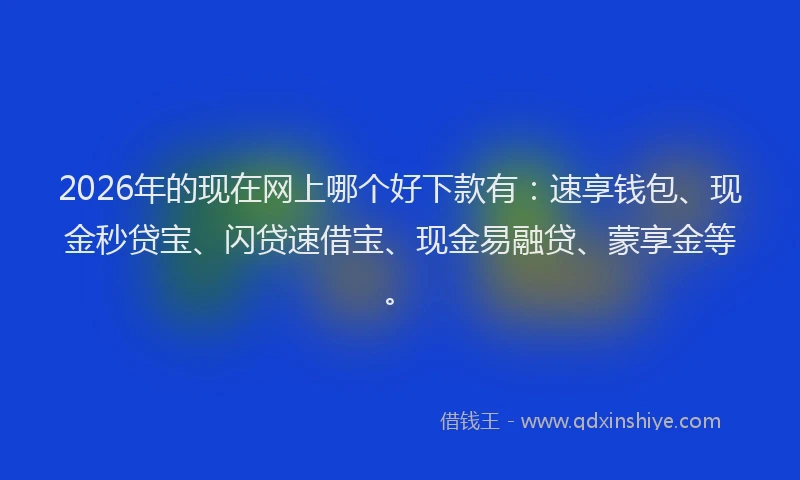 2026年的现在网上哪个好下款有：速享钱包、现金秒贷宝、闪贷速借宝、现金易融贷、蒙享金等。