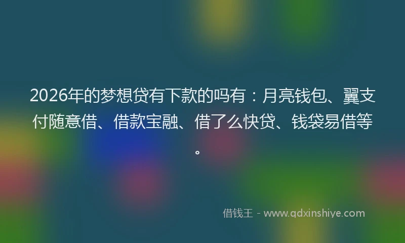 2026年的梦想贷有下款的吗有：月亮钱包、翼支付随意借、借款宝融、借了么快贷、钱袋易借等。