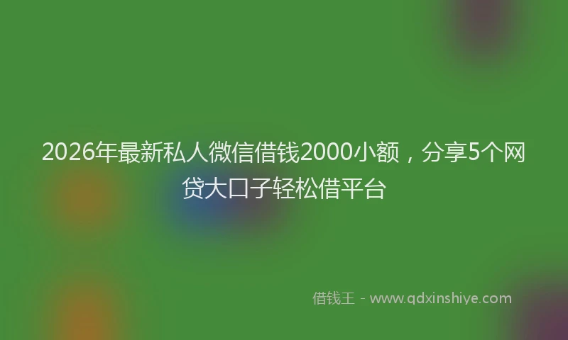 2026年最新私人微信借钱2000小额，分享5个网贷大口子轻松借平台