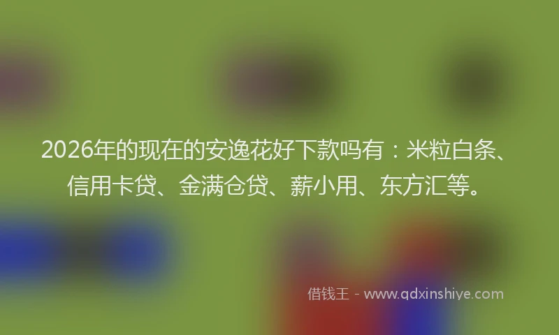 2026年的现在的安逸花好下款吗有：米粒白条、信用卡贷、金满仓贷、薪小用、东方汇等。