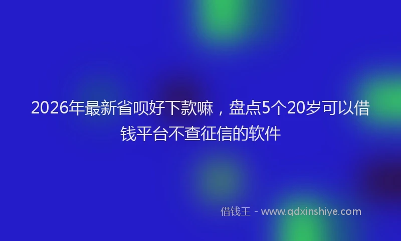2026年最新省呗好下款嘛，盘点5个20岁可以借钱平台不查征信的软件