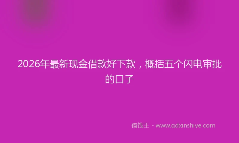 2026年最新现金借款好下款，概括五个闪电审批的口子