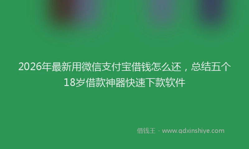 2026年最新用微信支付宝借钱怎么还，总结五个18岁借款神器快速下款软件