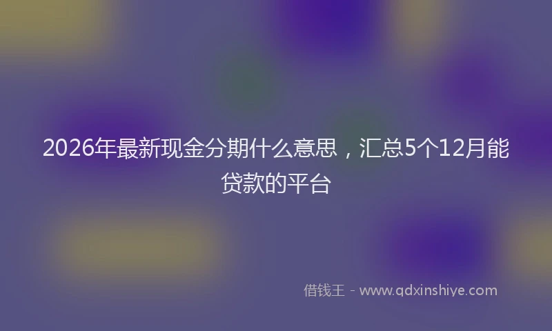 2026年最新现金分期什么意思，汇总5个12月能贷款的平台