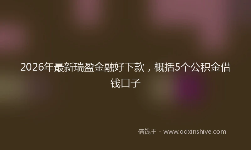 2026年最新瑞盈金融好下款，概括5个公积金借钱口子