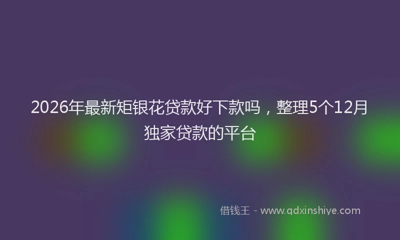 2026年最新矩银花贷款好下款吗，整理5个12月独家贷款的平台