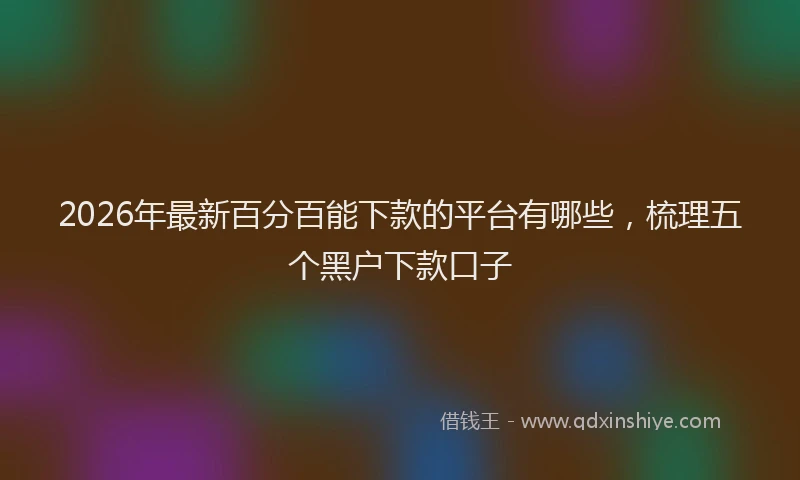 2026年最新百分百能下款的平台有哪些，梳理五个黑户下款口子