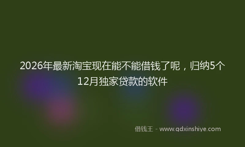 2026年最新淘宝现在能不能借钱了呢，归纳5个12月独家贷款的软件