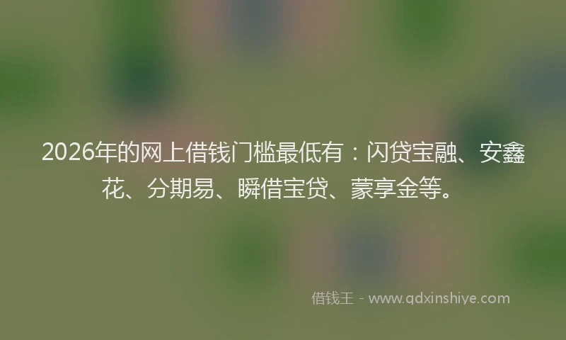 2026年的网上借钱门槛最低有：闪贷宝融、安鑫花、分期易、瞬借宝贷、蒙享金等。