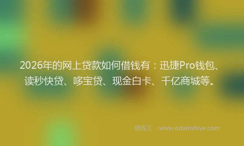 2026年的网上贷款如何借钱有：迅捷Pro钱包、读秒快贷、哆宝贷、现金白卡、千亿商城等。