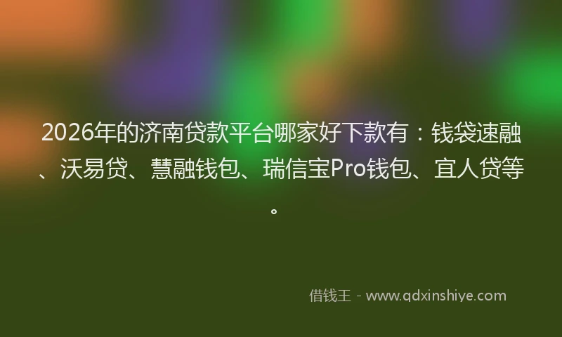 2026年的济南贷款平台哪家好下款有：钱袋速融、沃易贷、慧融钱包、瑞信宝Pro钱包、宜人贷等。