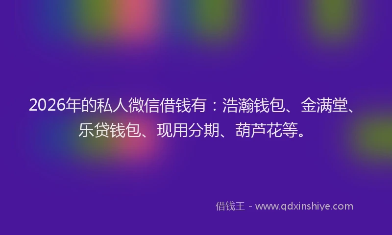 2026年的私人微信借钱有：浩瀚钱包、金满堂、乐贷钱包、现用分期、葫芦花等。