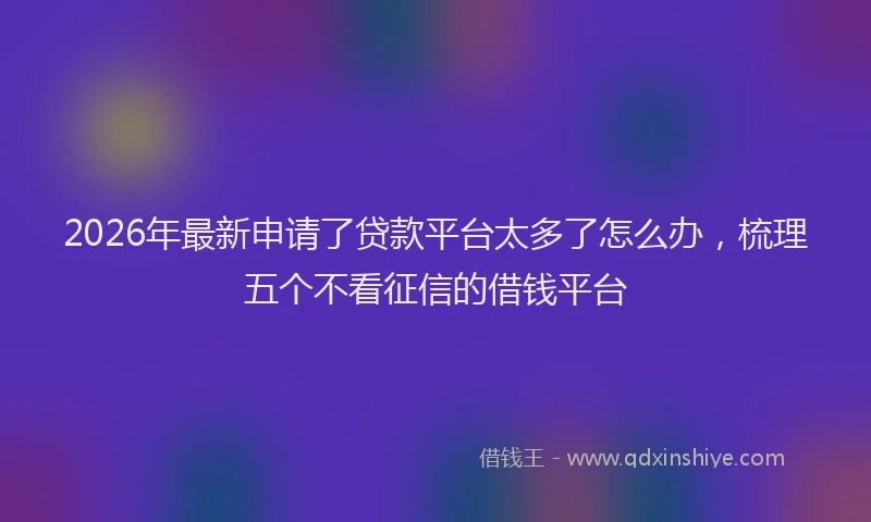 2026年最新申请了贷款平台太多了怎么办，梳理五个不看征信的借钱平台