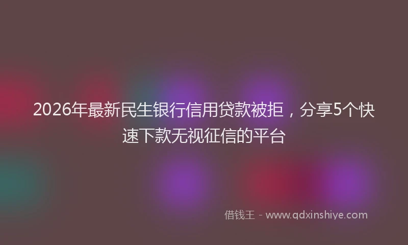 2026年最新民生银行信用贷款被拒，分享5个快速下款无视征信的平台