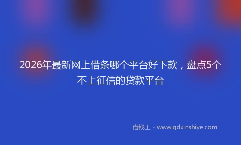 2026年最新网上借条哪个平台好下款，盘点5个不上征信的贷款平台