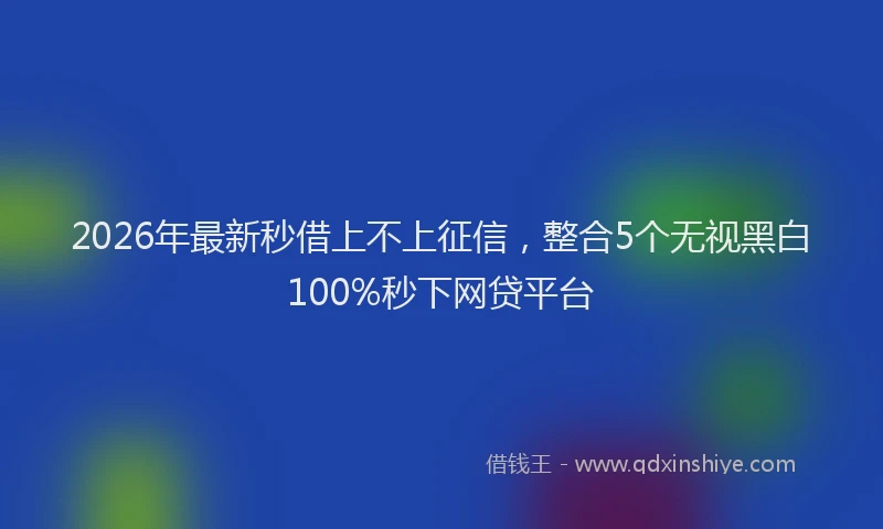 2026年最新秒借上不上征信，整合5个无视黑白100%秒下网贷平台
