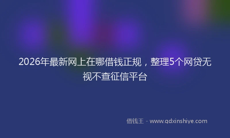 2026年最新网上在哪借钱正规，整理5个网贷无视不查征信平台