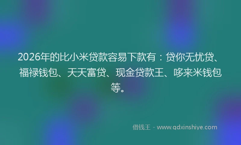 2026年的比小米贷款容易下款有：贷你无忧贷、福禄钱包、天天富贷、现金贷款王、哆来米钱包等。