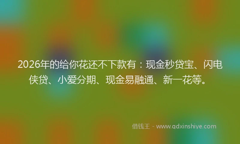 2026年的给你花还不下款有：现金秒贷宝、闪电侠贷、小爱分期、现金易融通、新一花等。