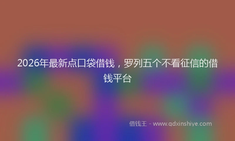 2026年最新点口袋借钱，罗列五个不看征信的借钱平台