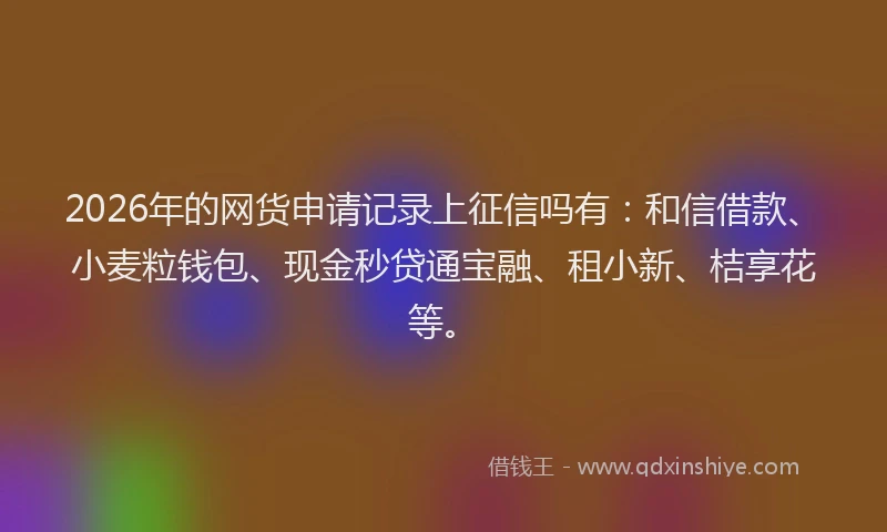 2026年的网货申请记录上征信吗有：和信借款、小麦粒钱包、现金秒贷通宝融、租小新、桔享花等。