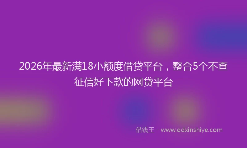 2026年最新满18小额度借贷平台，整合5个不查征信好下款的网贷平台