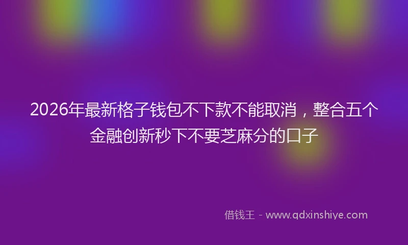 2026年最新格子钱包不下款不能取消，整合五个金融创新秒下不要芝麻分的口子