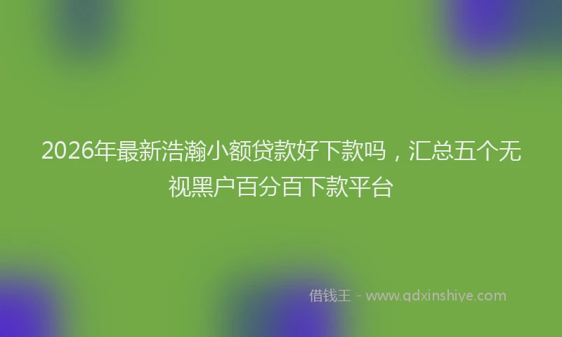 2026年最新浩瀚小额贷款好下款吗，汇总五个无视黑户百分百下款平台