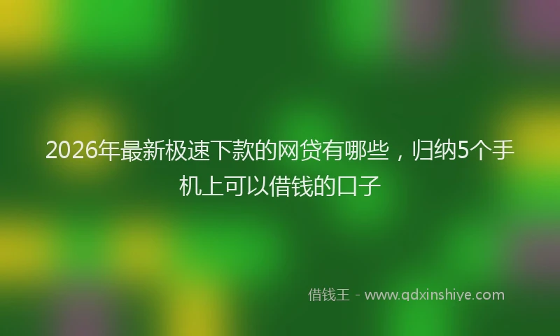 2026年最新极速下款的网贷有哪些，归纳5个手机上可以借钱的口子