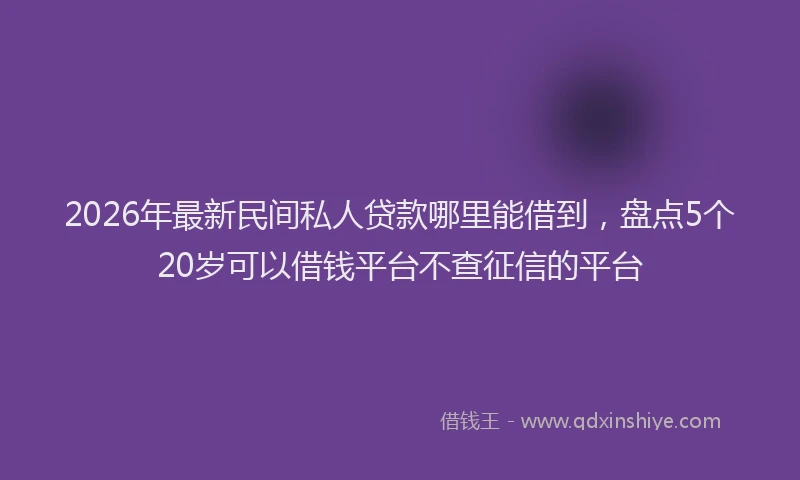 2026年最新民间私人贷款哪里能借到，盘点5个20岁可以借钱平台不查征信的平台