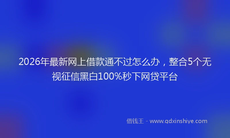 2026年最新网上借款通不过怎么办，整合5个无视征信黑白100%秒下网贷平台