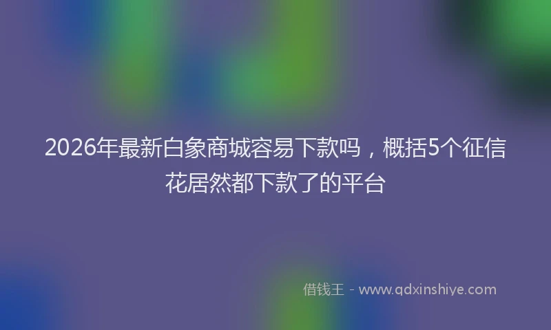2026年最新白象商城容易下款吗，概括5个征信花居然都下款了的平台