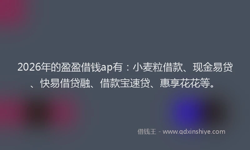 2026年的盈盈借钱ap有：小麦粒借款、现金易贷、快易借贷融、借款宝速贷、惠享花花等。