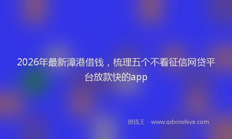 2026年最新漳港借钱，梳理五个不看征信网贷平台放款快的app