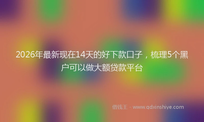 2026年最新现在14天的好下款口子，梳理5个黑户可以做大额贷款平台