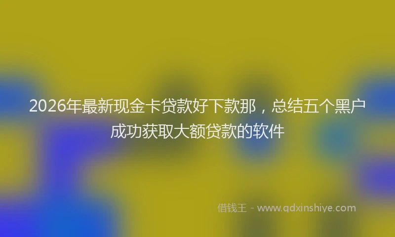 2026年最新现金卡贷款好下款那，总结五个黑户成功获取大额贷款的软件