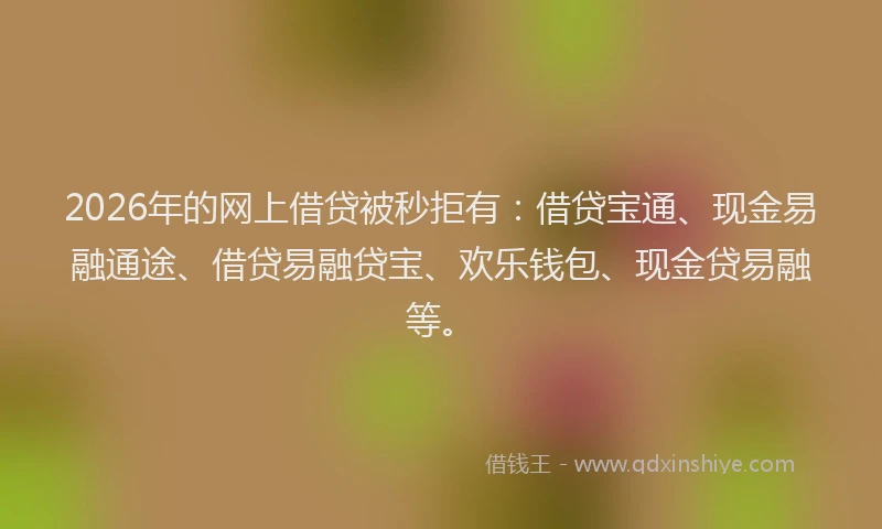 2026年的网上借贷被秒拒有：借贷宝通、现金易融通途、借贷易融贷宝、欢乐钱包、现金贷易融等。