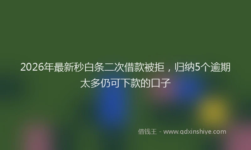 2026年最新秒白条二次借款被拒，归纳5个逾期太多仍可下款的口子