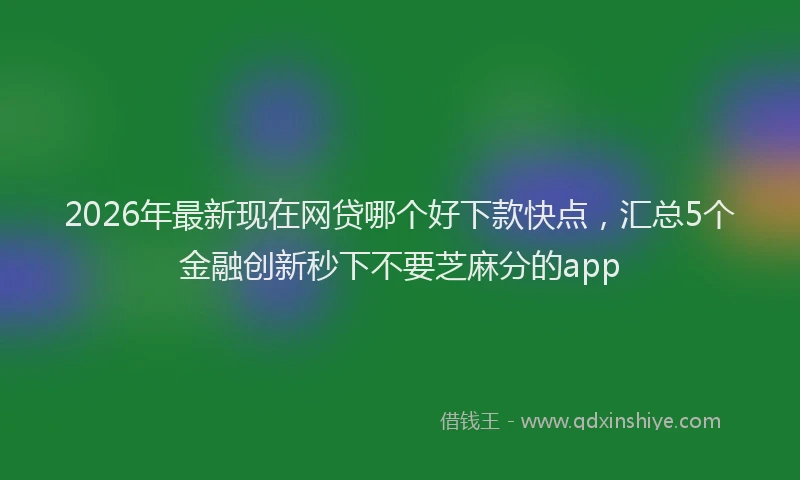 2026年最新现在网贷哪个好下款快点，汇总5个金融创新秒下不要芝麻分的app