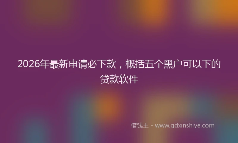 2026年最新申请必下款，概括五个黑户可以下的贷款软件
