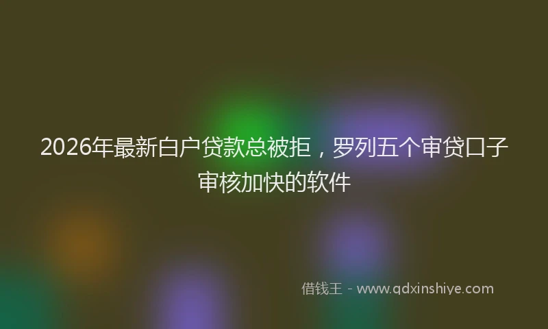 2026年最新白户贷款总被拒，罗列五个审贷口子审核加快的软件